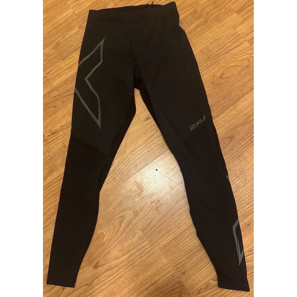 2XU Wome Compression Pants Sz Small Black Gray Tapered Drawstring Pull On Tights